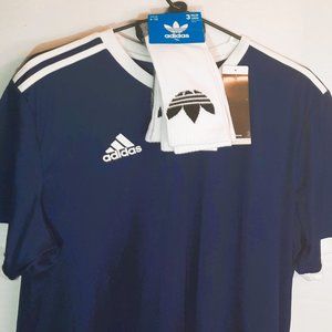 SALE NWT Adidas SET Mens Navy & White Climalite sz XL W/ 3 Pairs Adida Socks